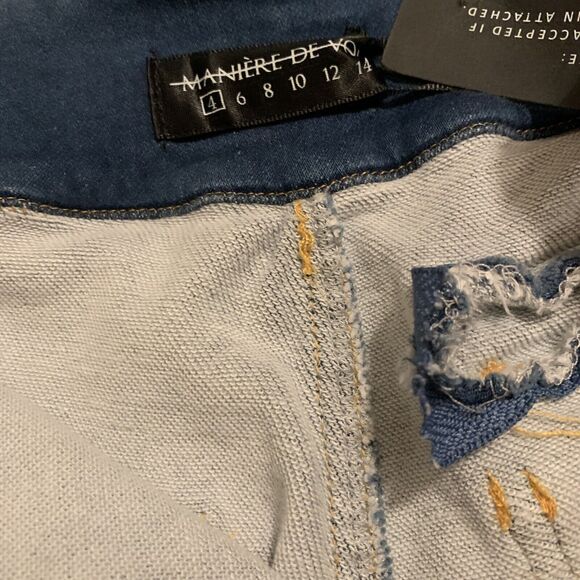 Maniere De Voir Jeans Sz 4 NWT Denim Cut Out Skinny Avant Garde Punk Grunge Y2K - Picture 7 of 8